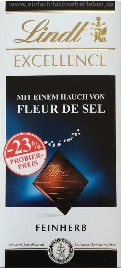 Schokolade, laktosefrei, Lindt. fleur de sel