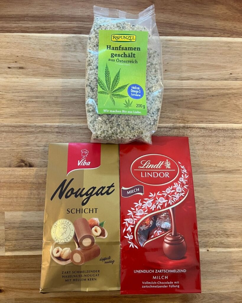 Hanfsamen und Schokolade