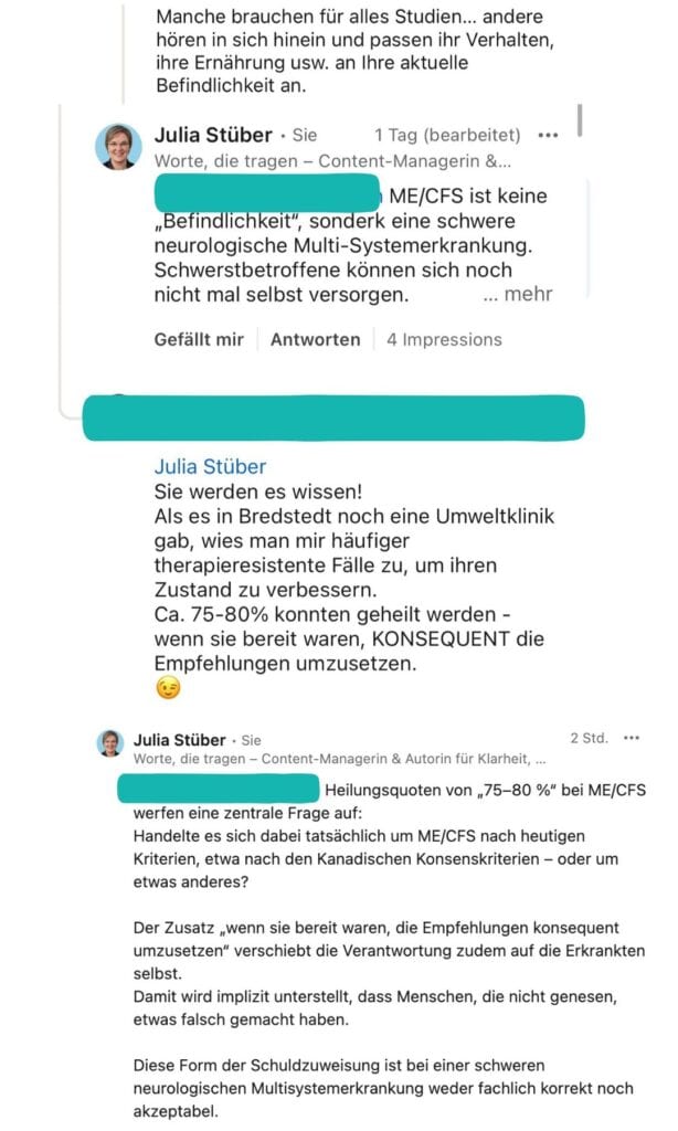 Eine Diskussion auf LinkedIn zum Thema ME/CFS