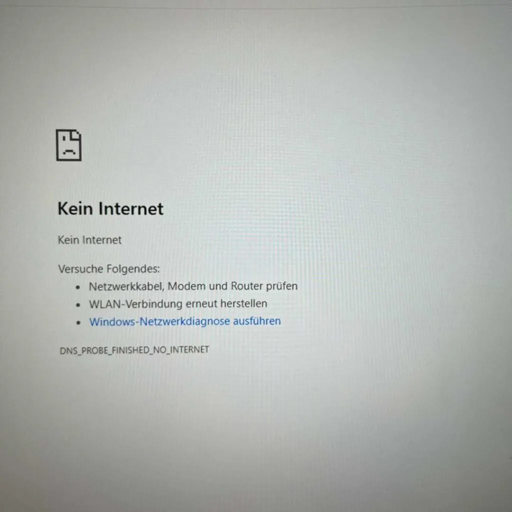 Screenshot: Kein Internet